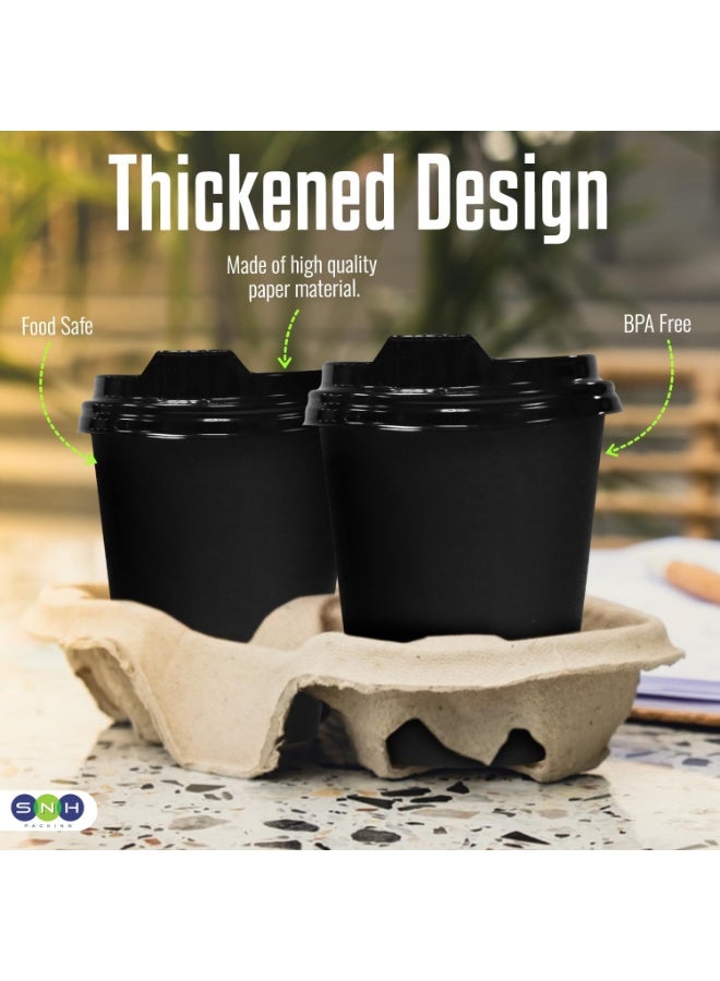 SNH Packing 12 oz (Pack of 10) Heavy Duty Disposable Coffee Paper Cup with Lid Black- Single Wall Disposable Cups with Lid for Cold & Hot Drinks - Ideal Coffee Cups Disposable for Cafes & Offices. - Image 3